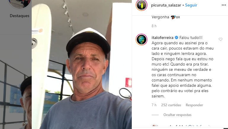 Picuruta Salazar cobra surfistas a se posicionarem contra CBSurf e Italo responde