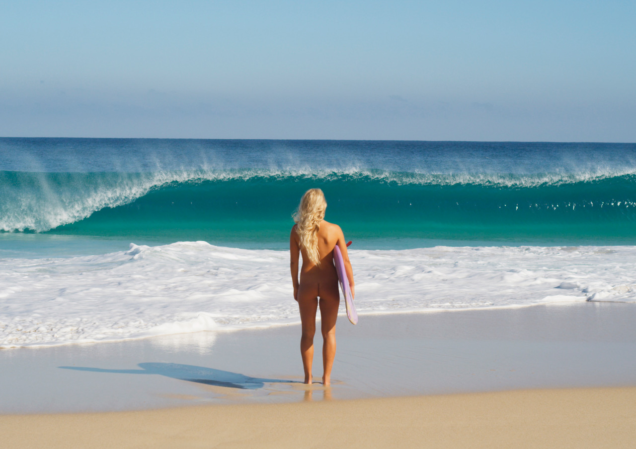 Topless Surfer Girl