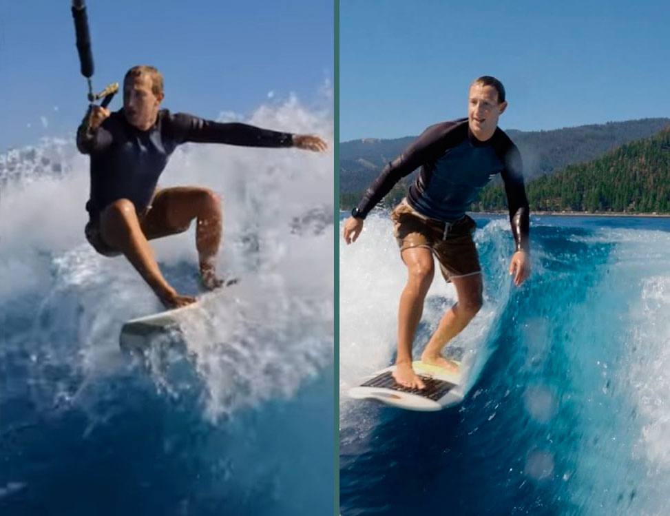 Mark Zuckerberg aparece surfando em onda de lancha - SURF HARDCORE