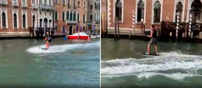Turistas pagam caro por andar de foil pelo canal de Veneza, Itália